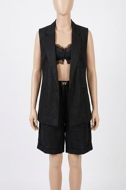 NEW THE KOOPLES sleeveless black jacket with chain in black
